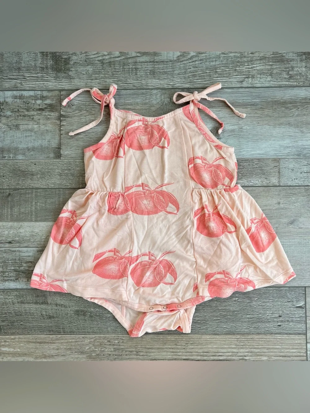 Kate Quinn Bamboo Spaghetti Tie Ballerina Bubble in Vintage Peach Size 2T